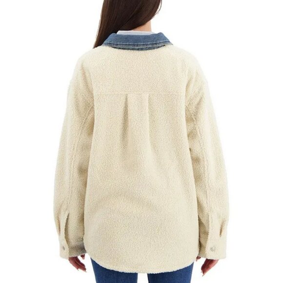 Levis Nola Shacket Shirt Jacket Almond Buff White Size XL NWT - Picture 7 of 15